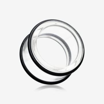 A Pair of Basic UV Acrylic No Flare Regs Ear Gauge Tunnel Plug-Clear Gem